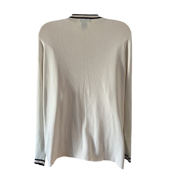 Peck & Peck White Cardigan Sweater Open Front Woman’s Size Medium Preppy Office - Picture 3 of 8